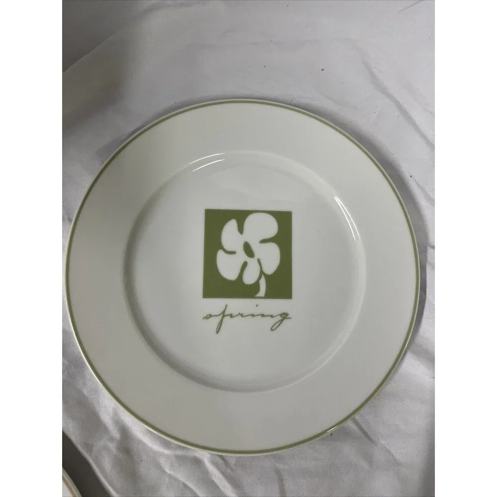 Pier 1 Four Seasons Salad Plates 7 3/4” Set of‎ 4 Winter Spring Autumn x2 READ